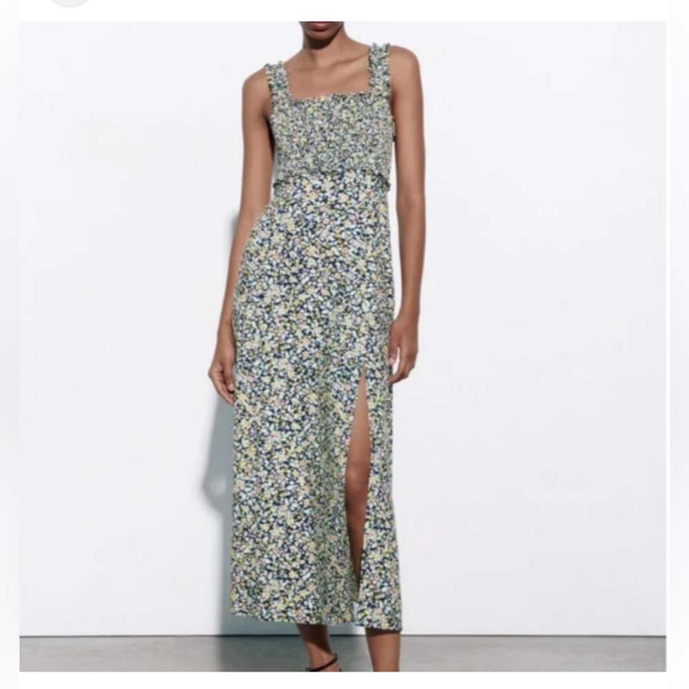 Zara dress in excellent condition. Linen blend floral print dress